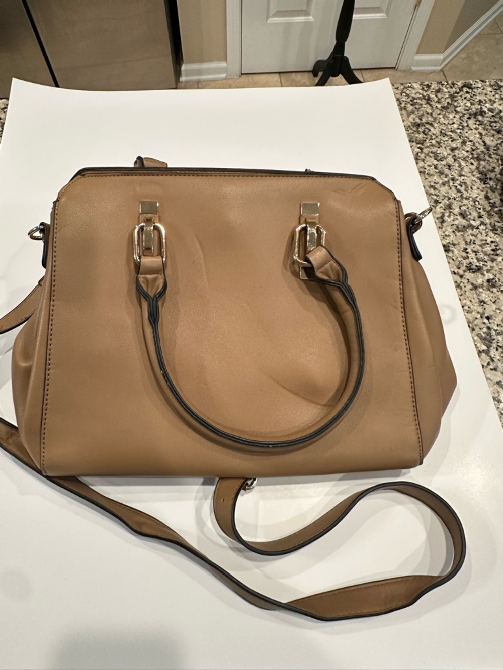 Classic Tan Women's Satchel Bag with Shoulder Strap